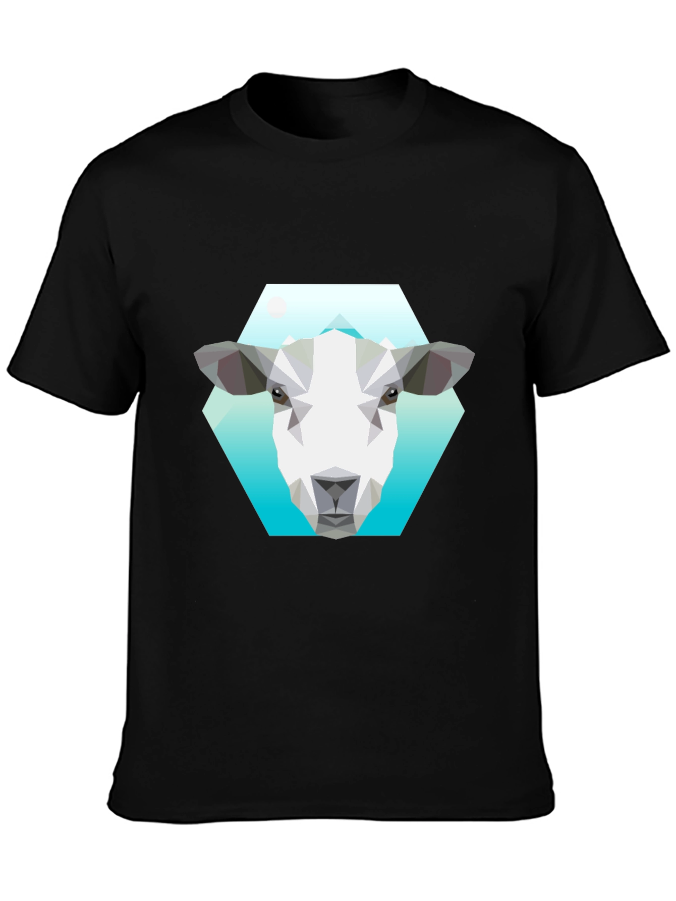Geometric Sheep Graphic Tee - Black