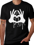Heart Hands Drip Graphic Black T-Shirt
