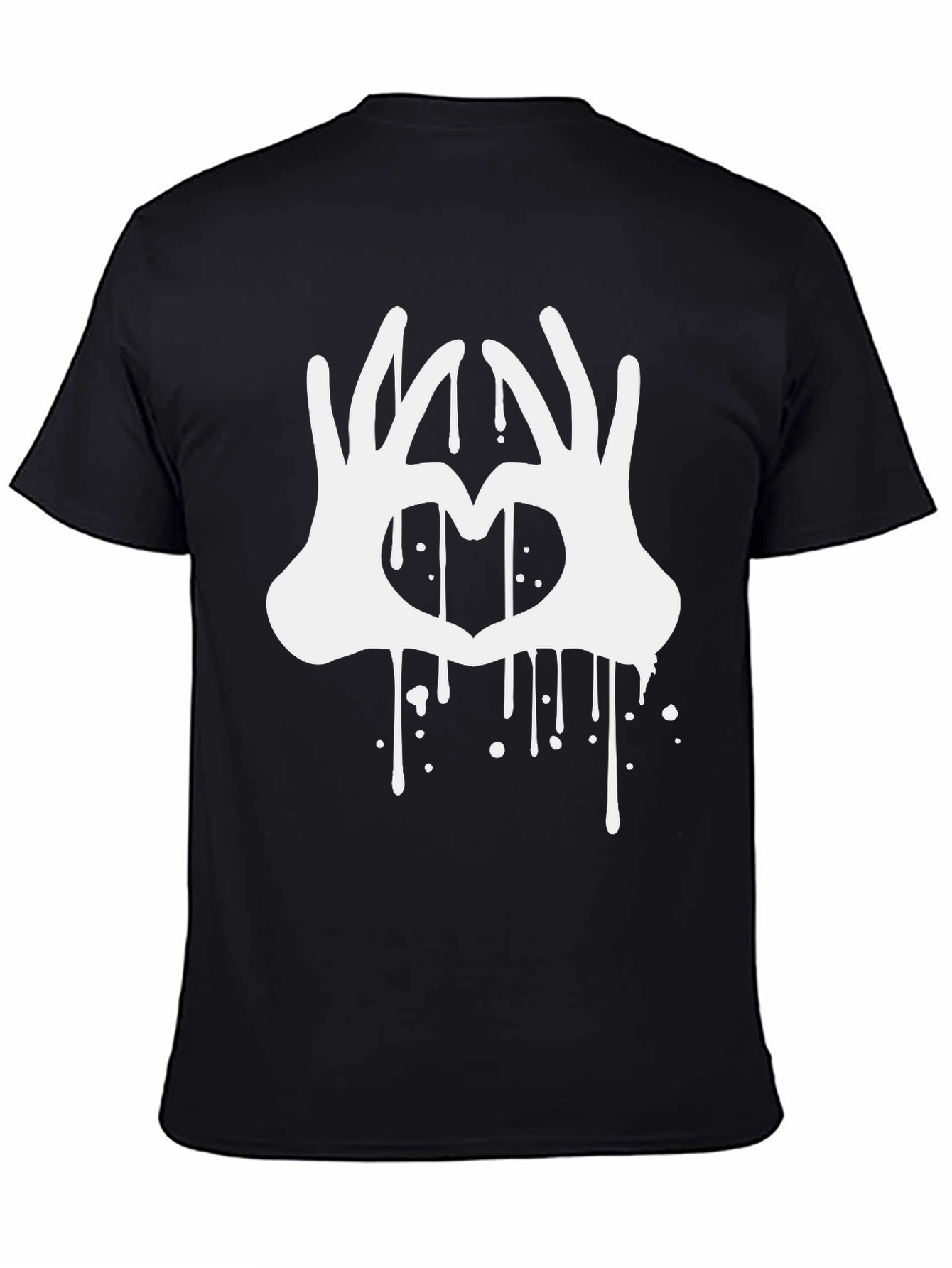 Heart Hands Drip Graphic Black T-Shirt