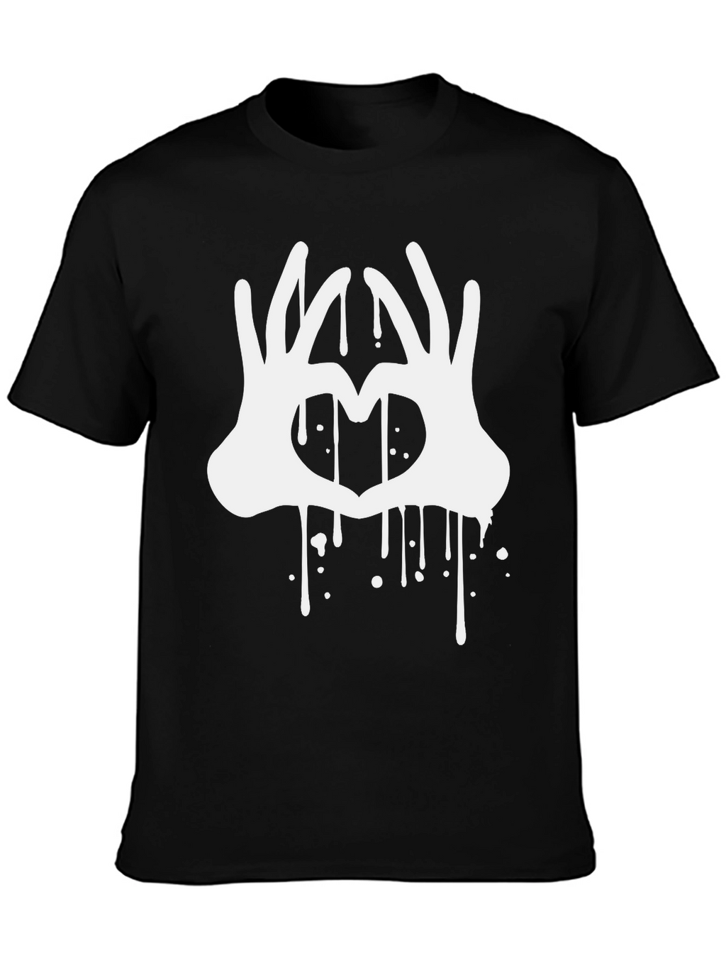 Heart Hands Drip Graphic Black T-Shirt