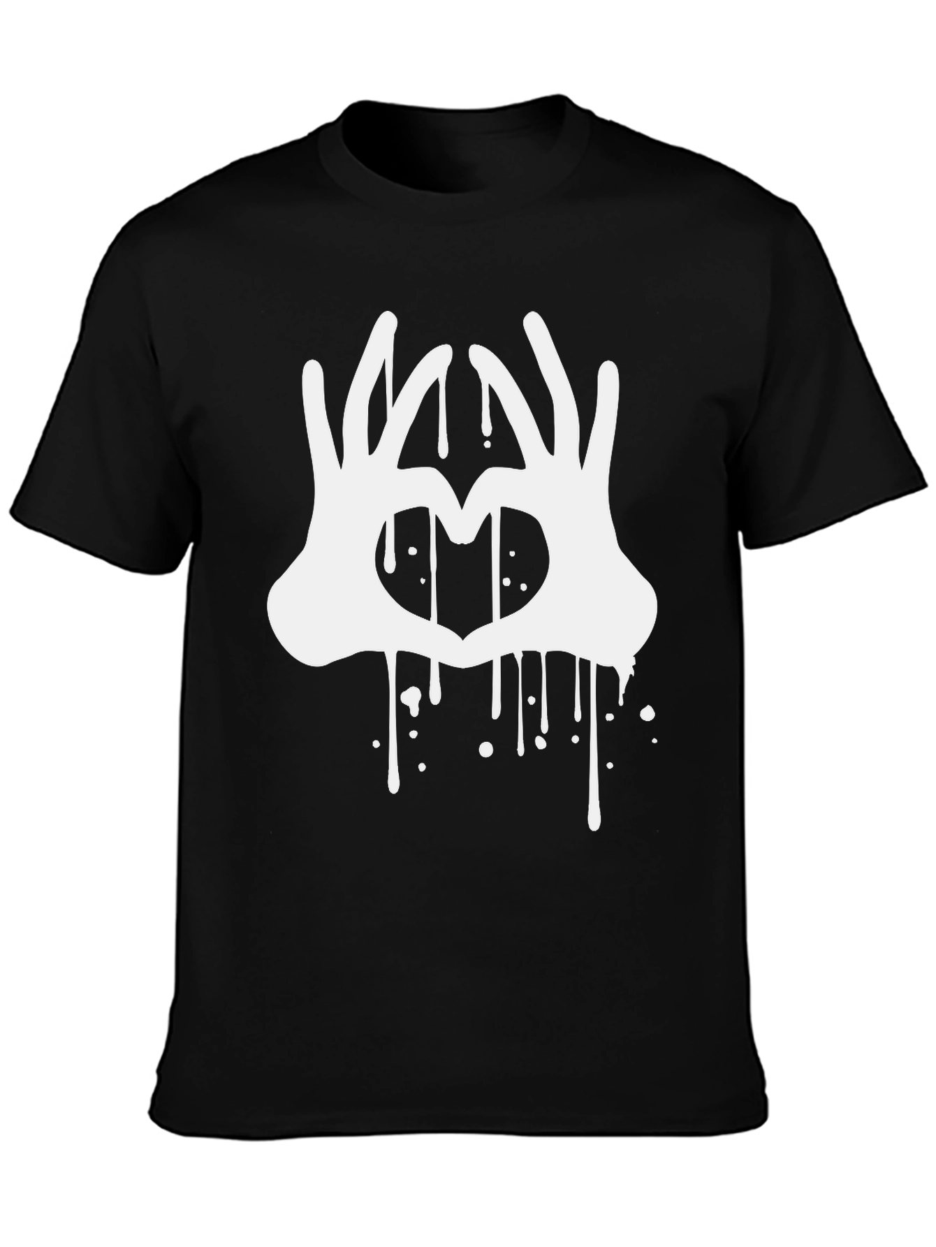 Heart Hands Drip Graphic Black T-Shirt
