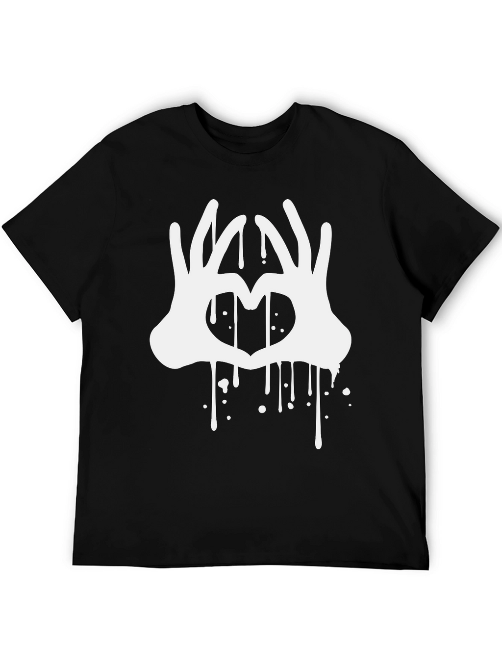 Heart Hands Drip Graphic Black T-Shirt