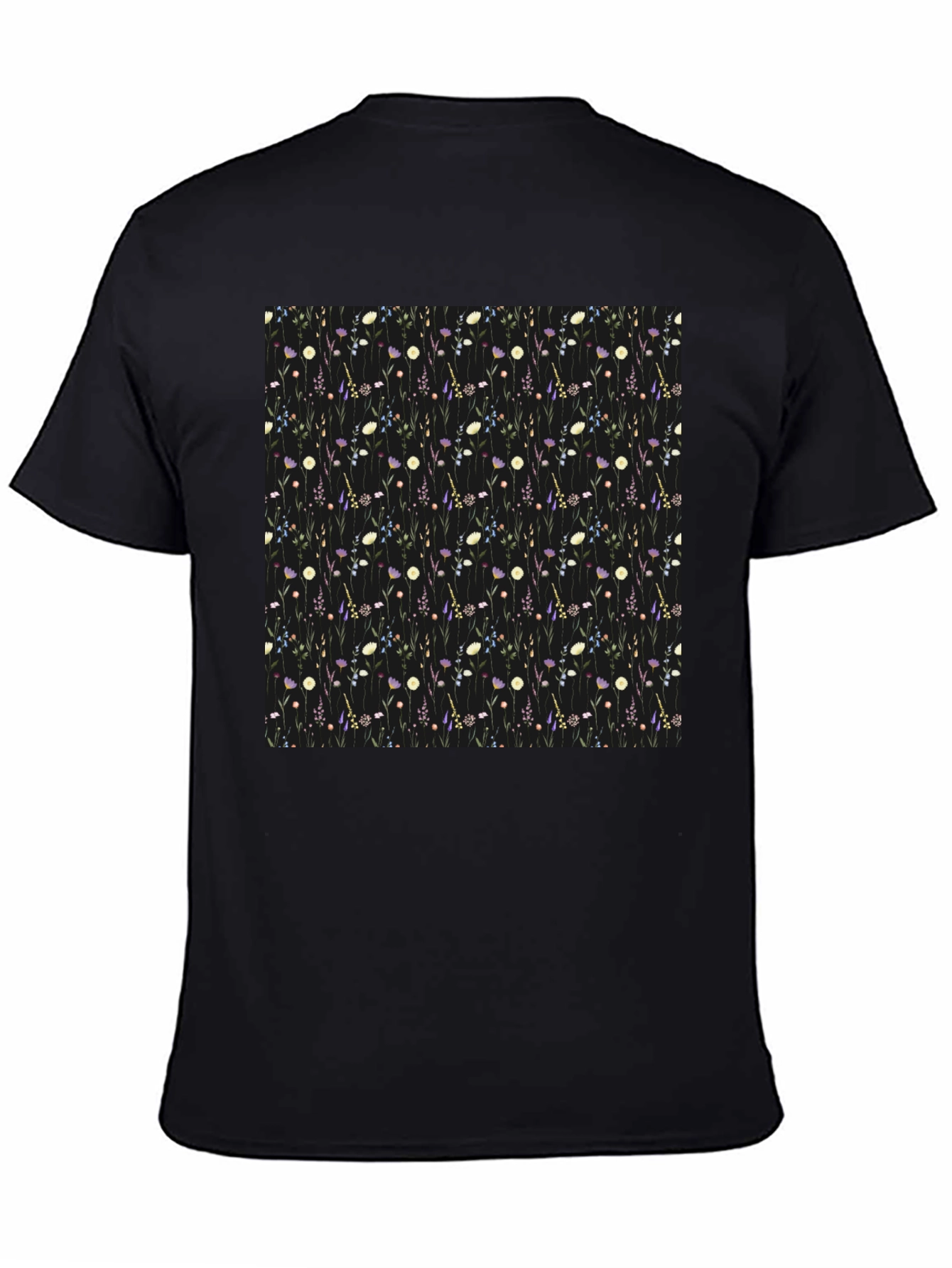 Floral Patterned Black T-Shirt