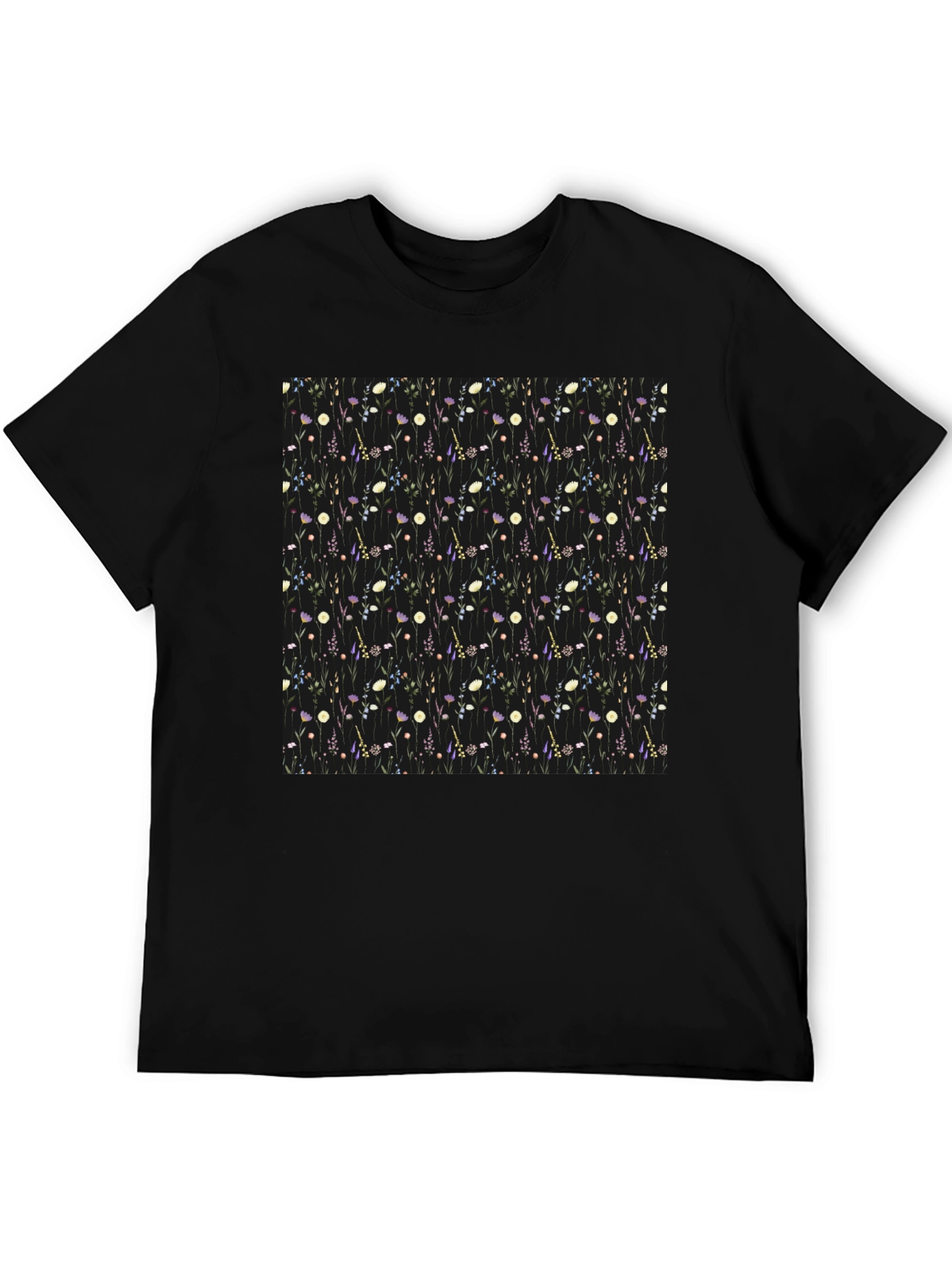 Floral Patterned Black T-Shirt