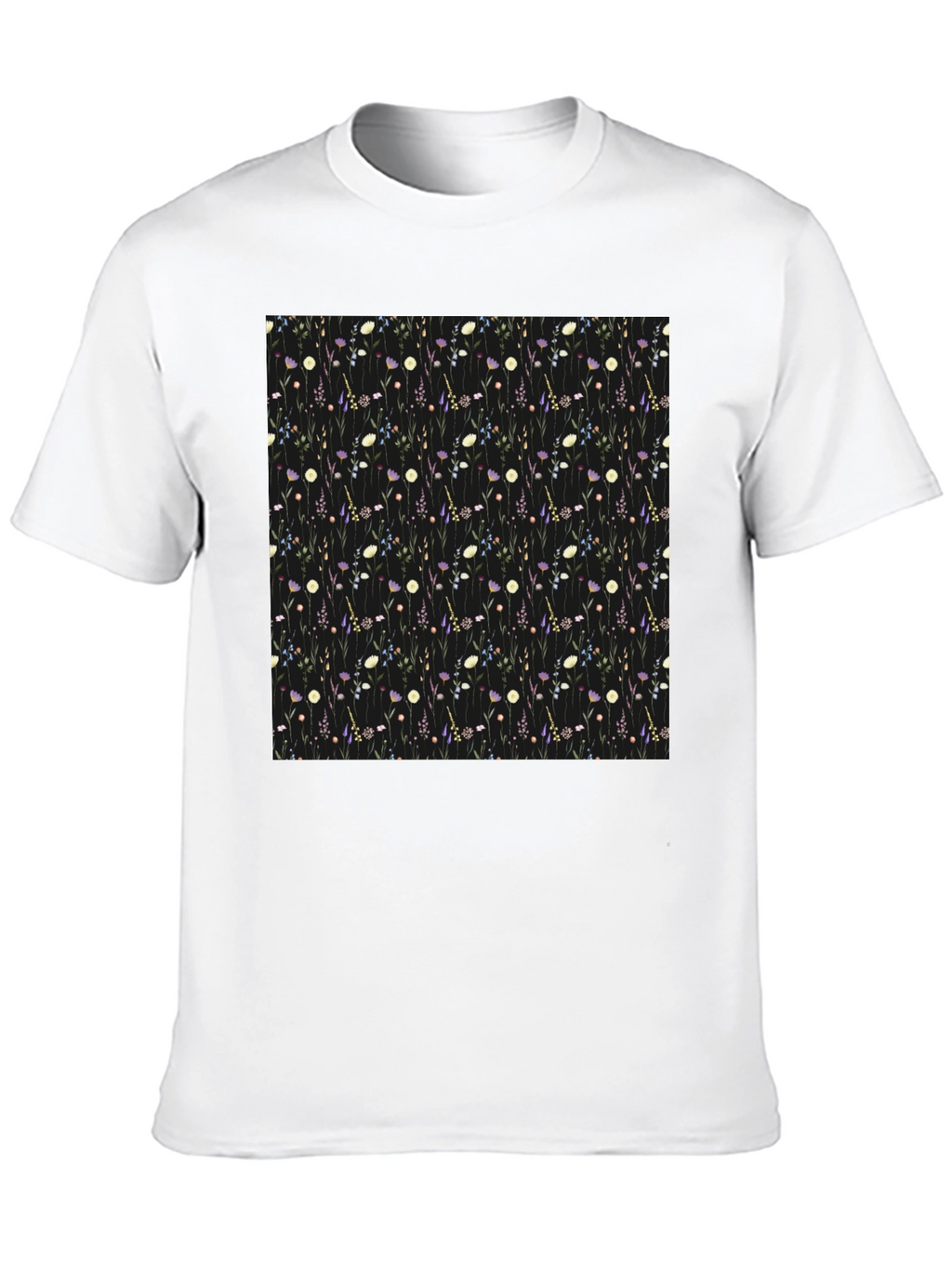 Floral Patterned Black T-Shirt