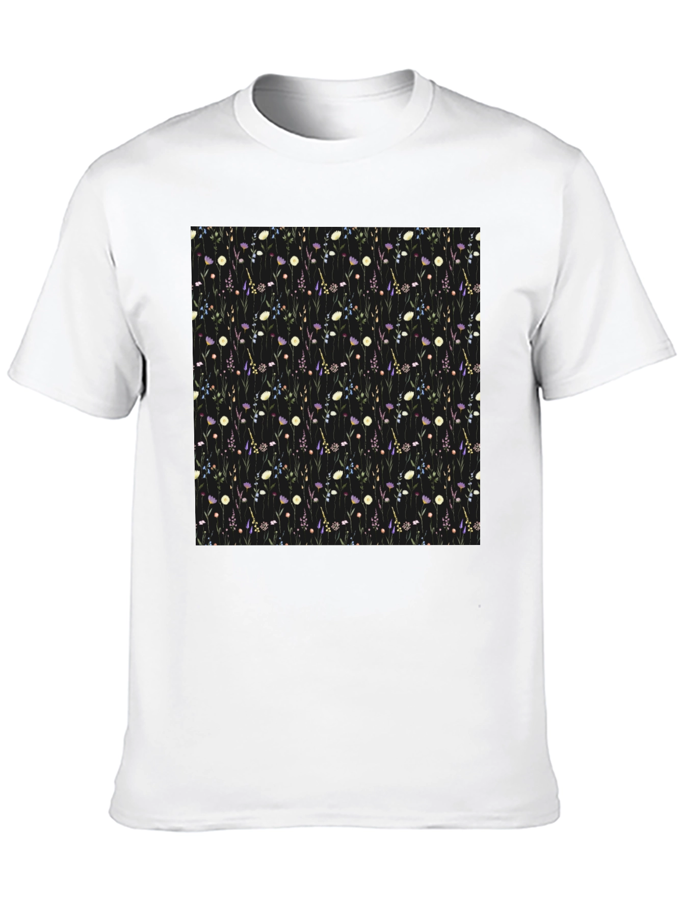 Floral Patterned Black T-Shirt