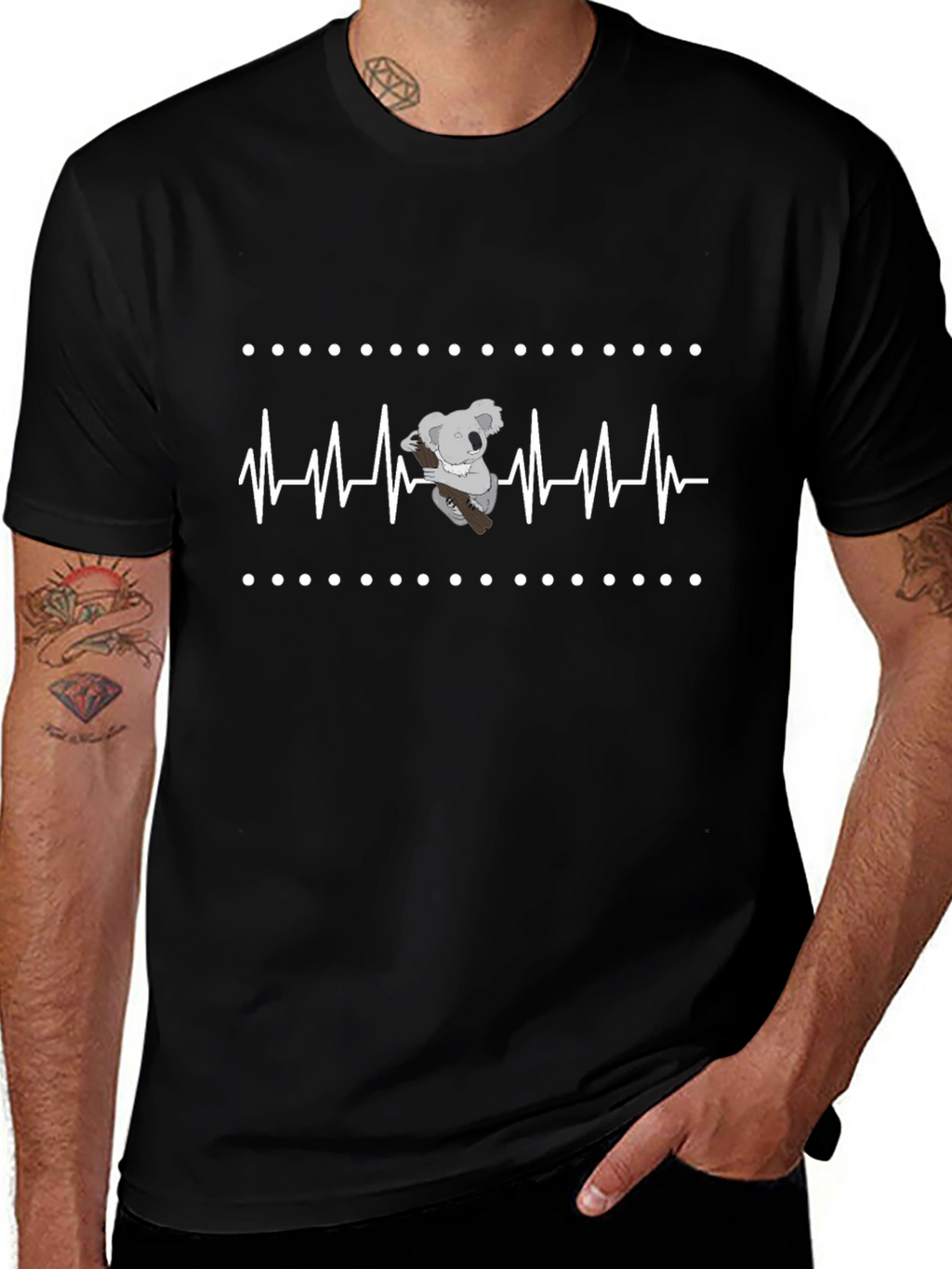 Koala Heartbeat T-Shirt - Black