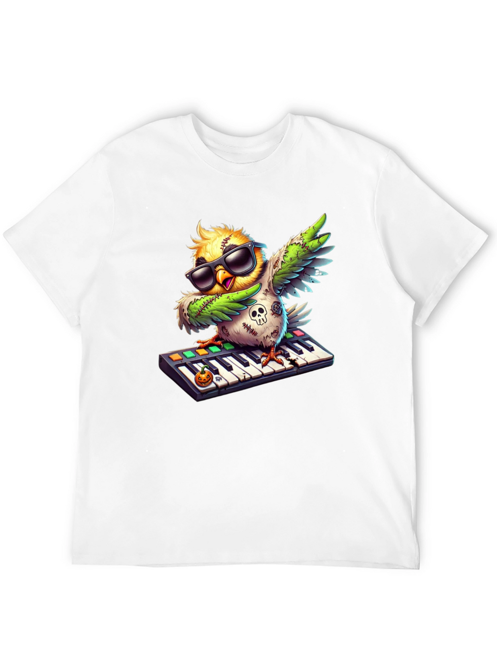 Cool Zombie Bird on Keyboard Graphic Tee