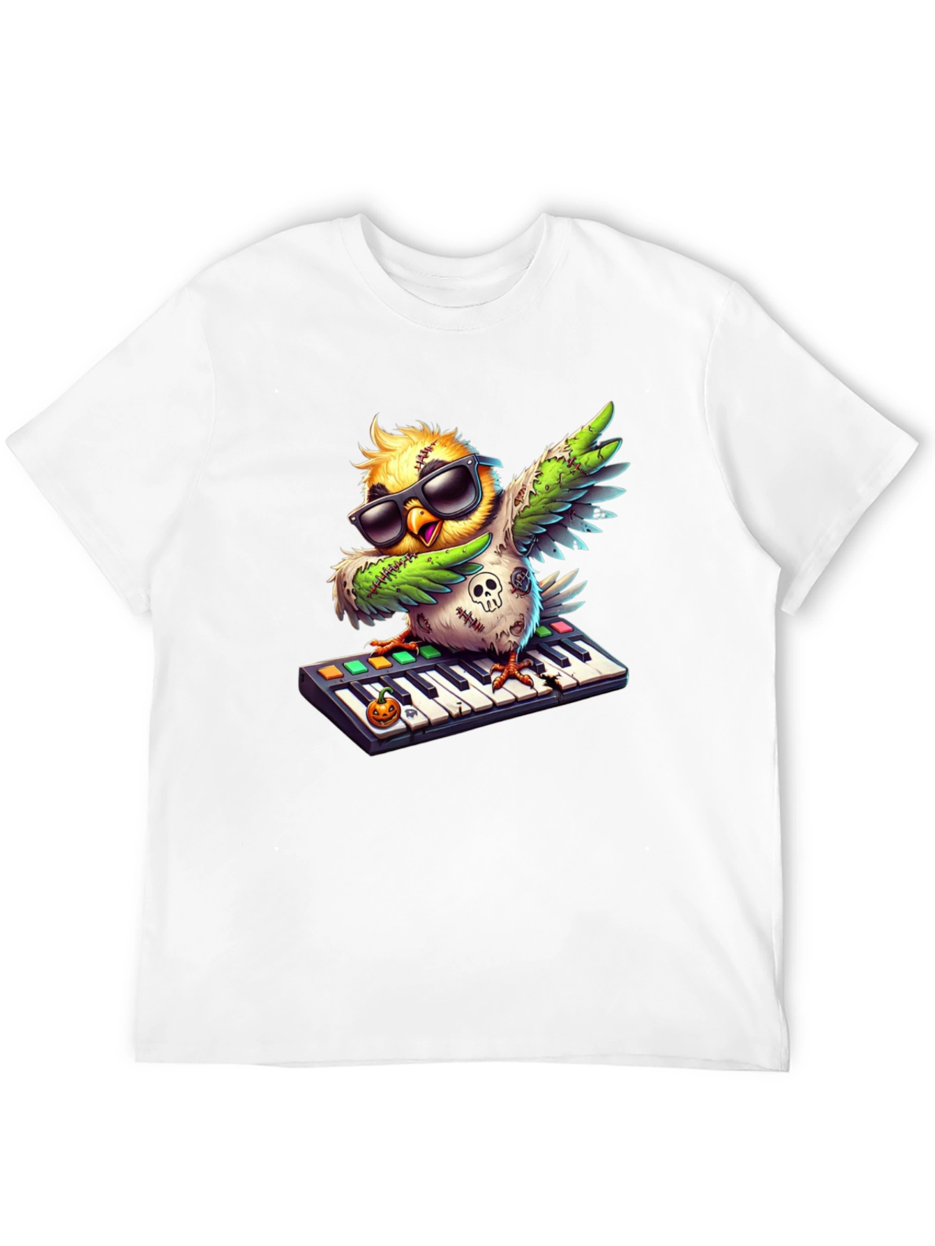 Cool Zombie Bird on Keyboard Graphic Tee