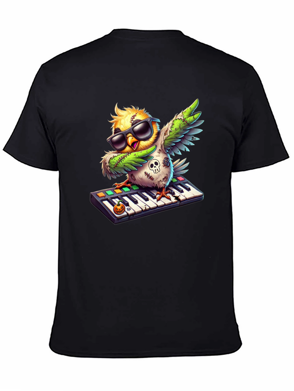 Cool Zombie Bird on Keyboard Graphic Tee