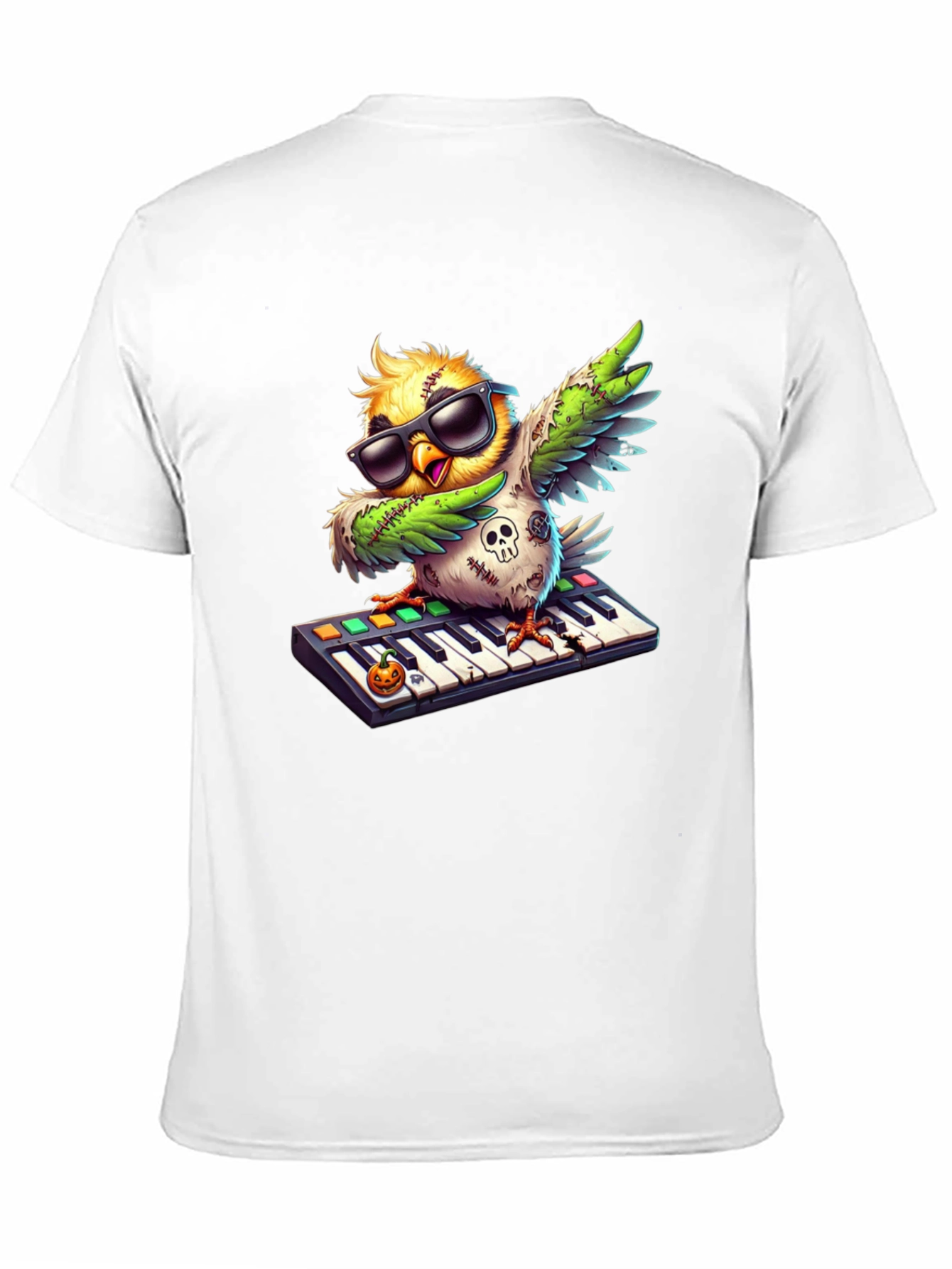 Cool Zombie Bird on Keyboard Graphic Tee