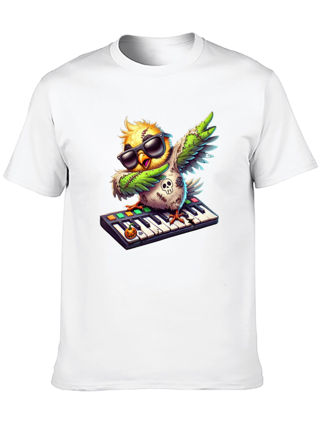 Cool Zombie Bird on Keyboard Graphic Tee