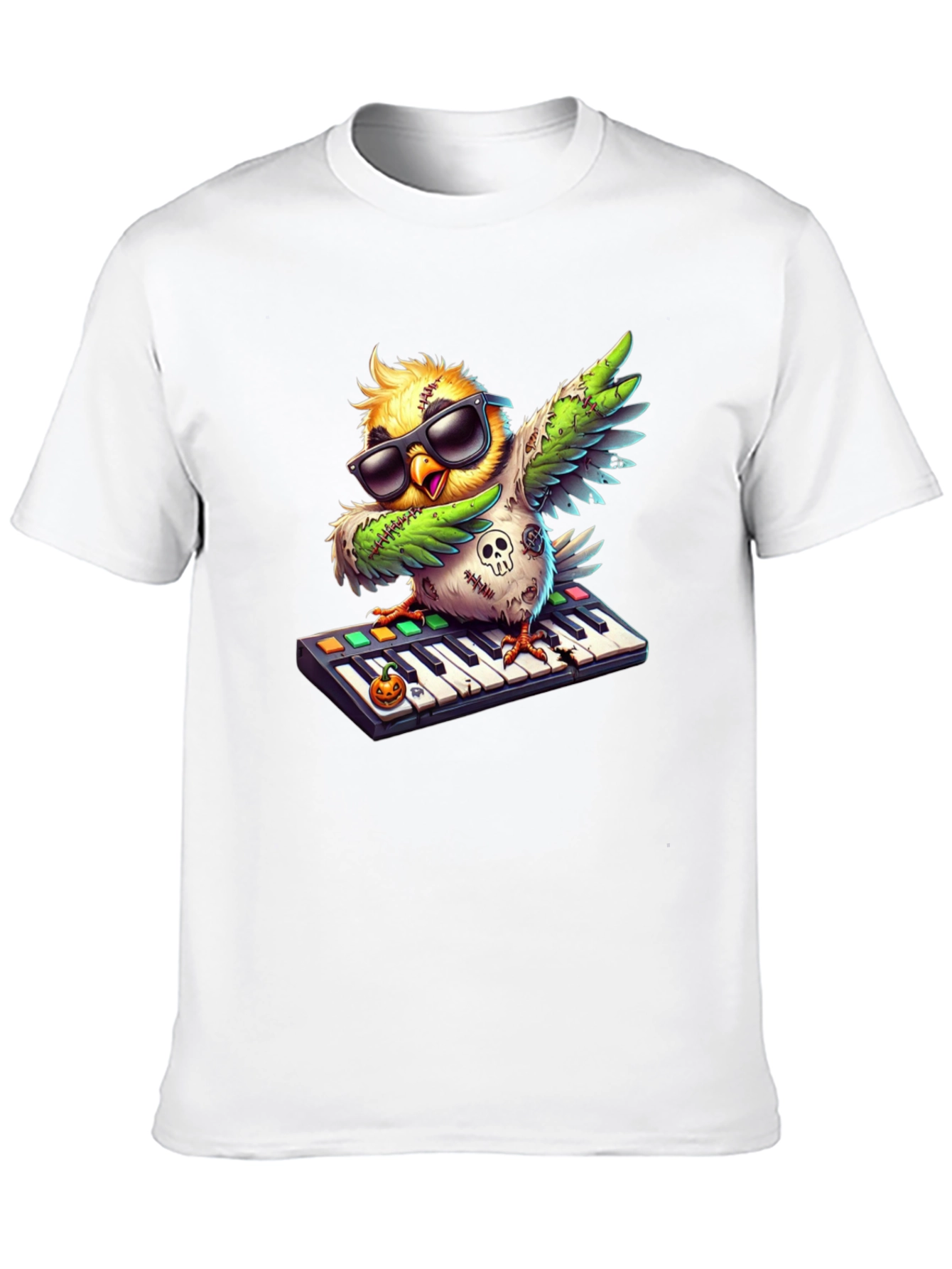 Cool Zombie Bird on Keyboard Graphic Tee