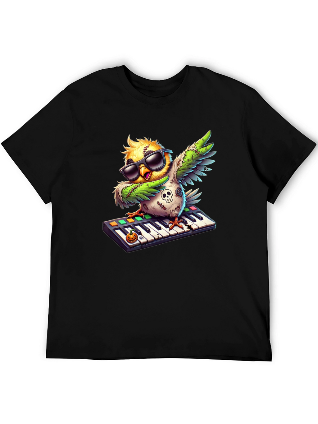 Cool Zombie Bird on Keyboard Graphic Tee