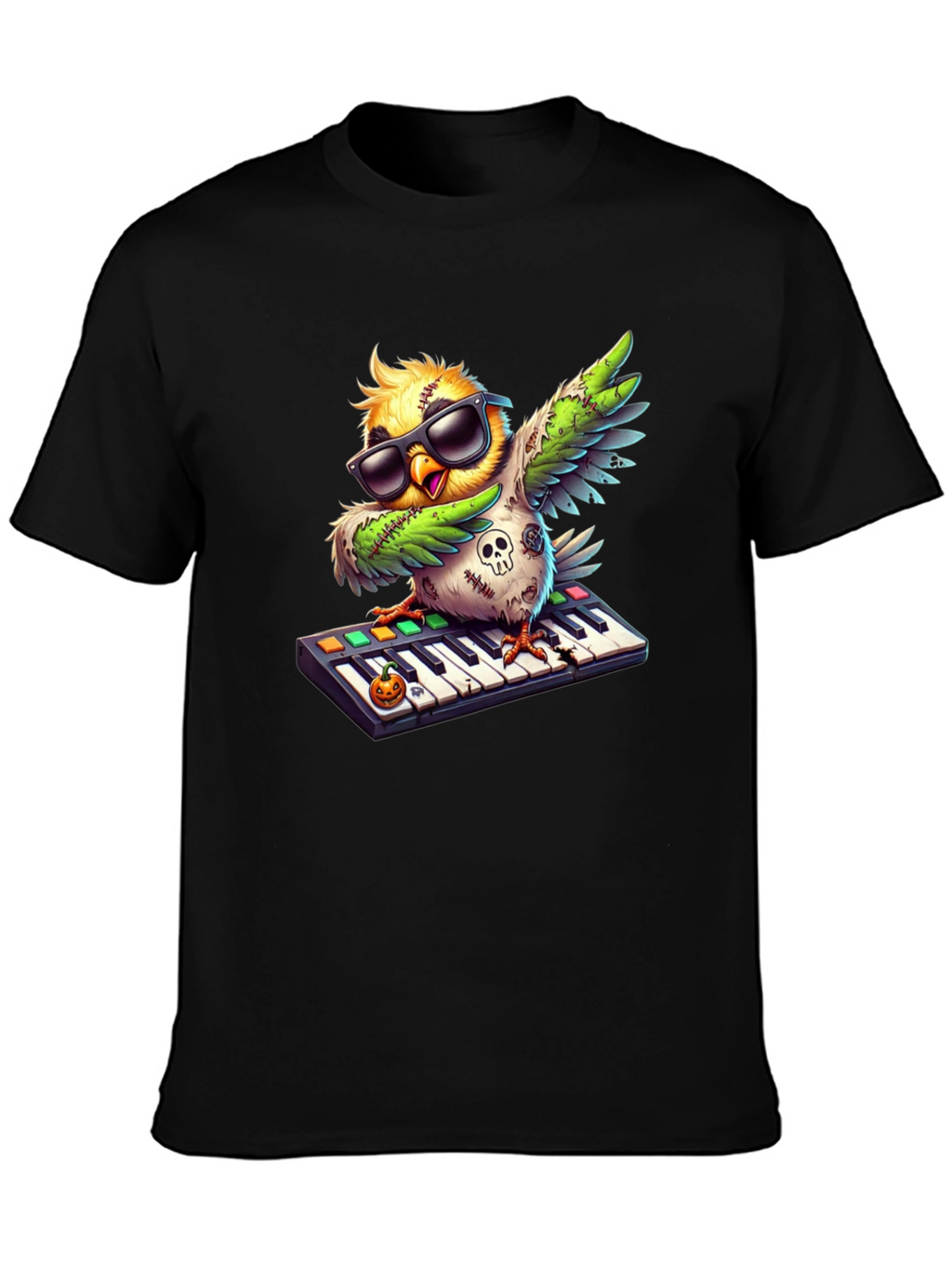Cool Zombie Bird on Keyboard Graphic Tee