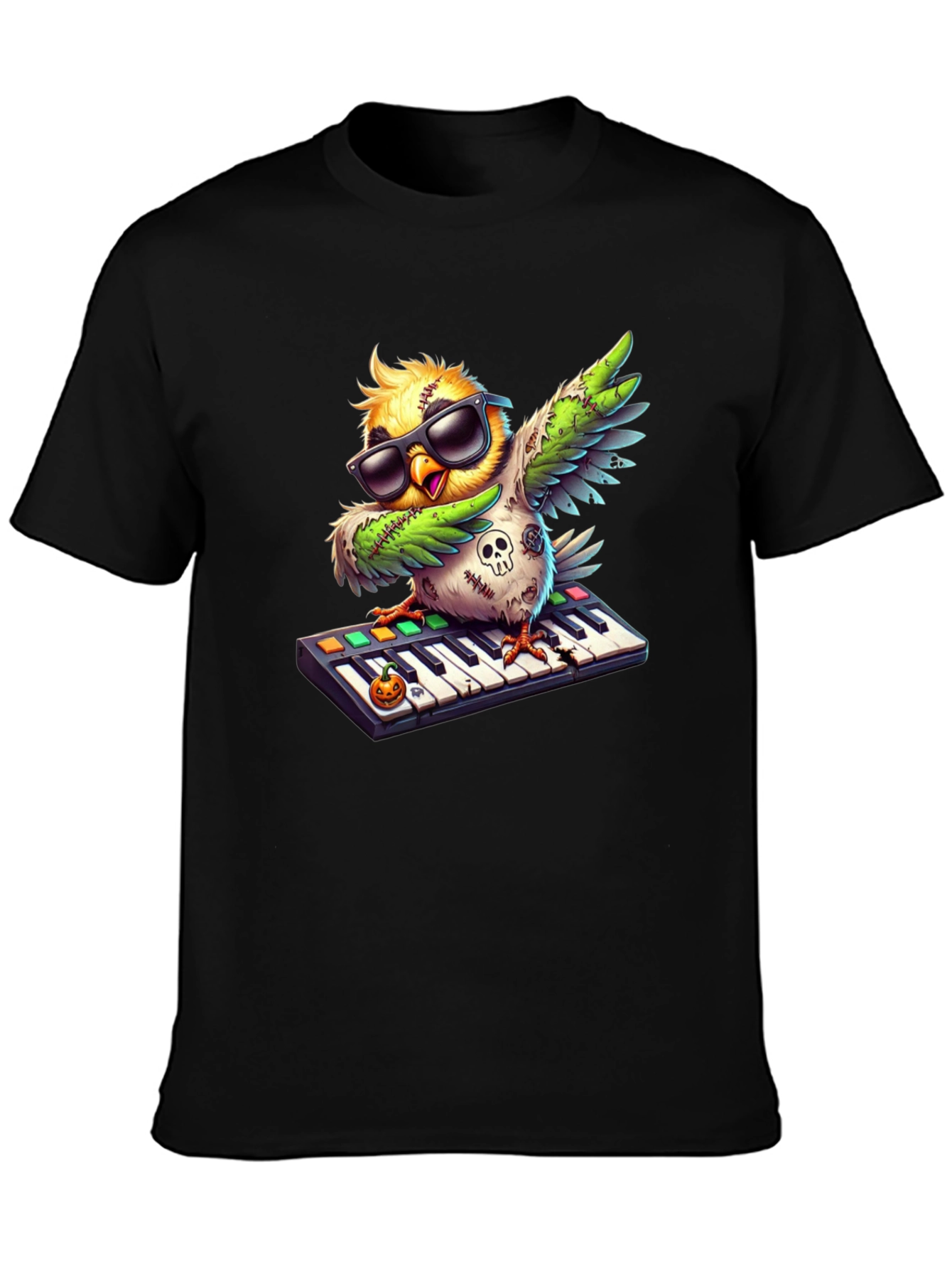 Cool Zombie Bird on Keyboard Graphic Tee