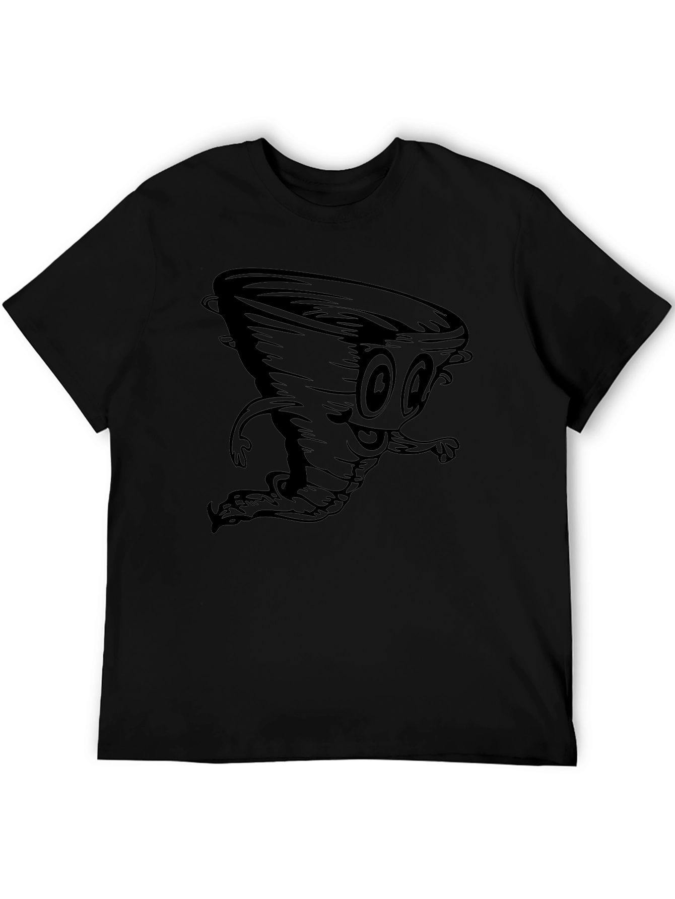 Cartoon Tornado Black T-Shirt