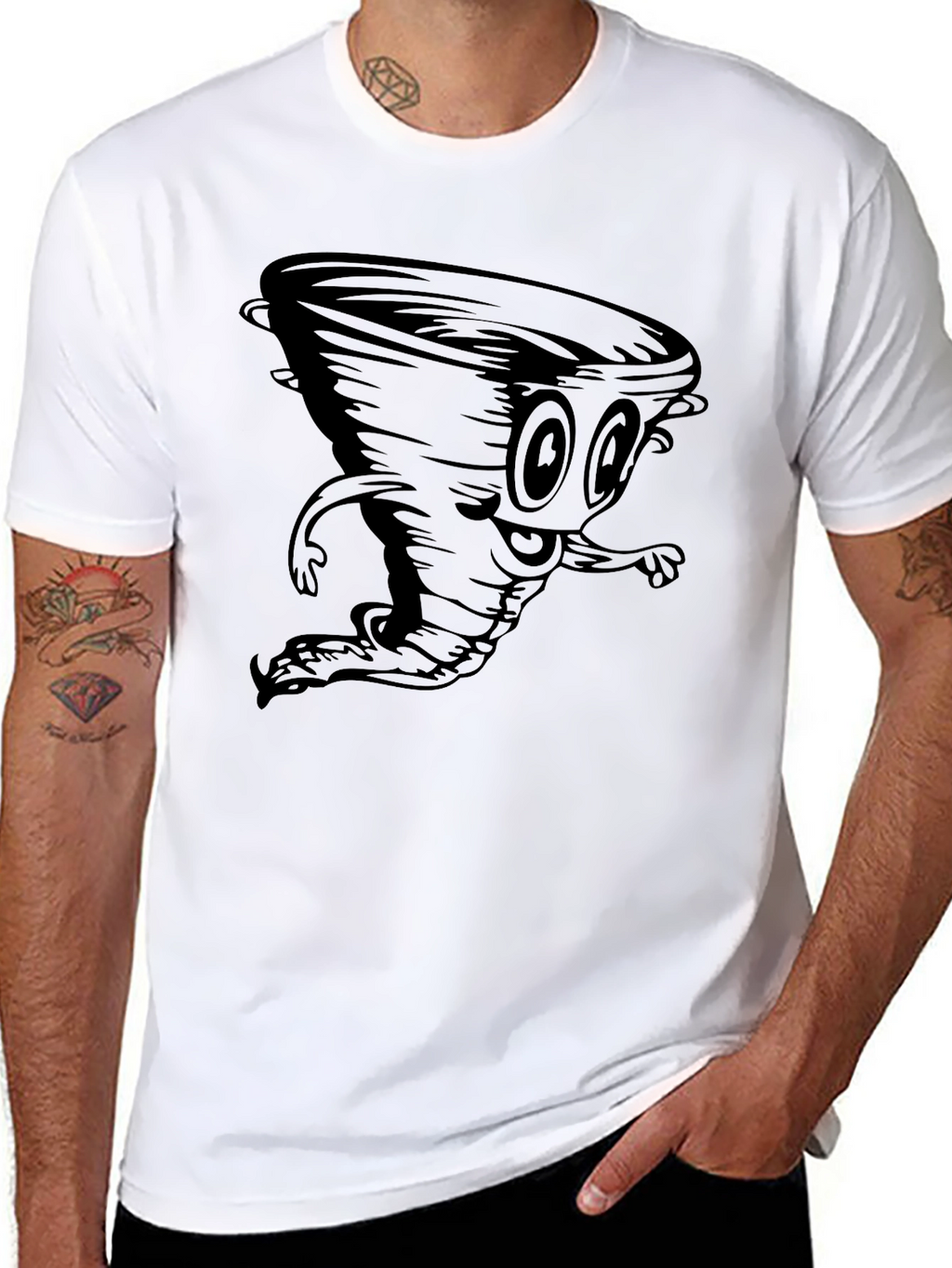 Cartoon Tornado Black T-Shirt