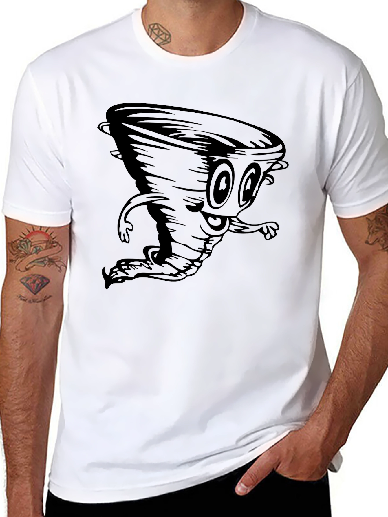 Cartoon Tornado Black T-Shirt