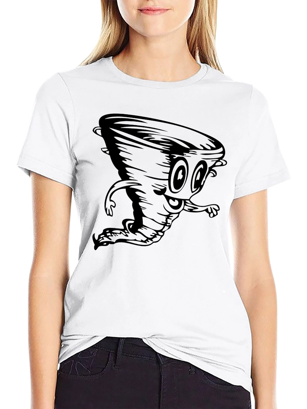 Cartoon Tornado Black T-Shirt