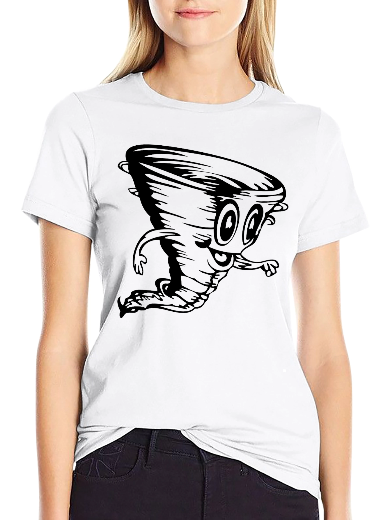 Cartoon Tornado Black T-Shirt