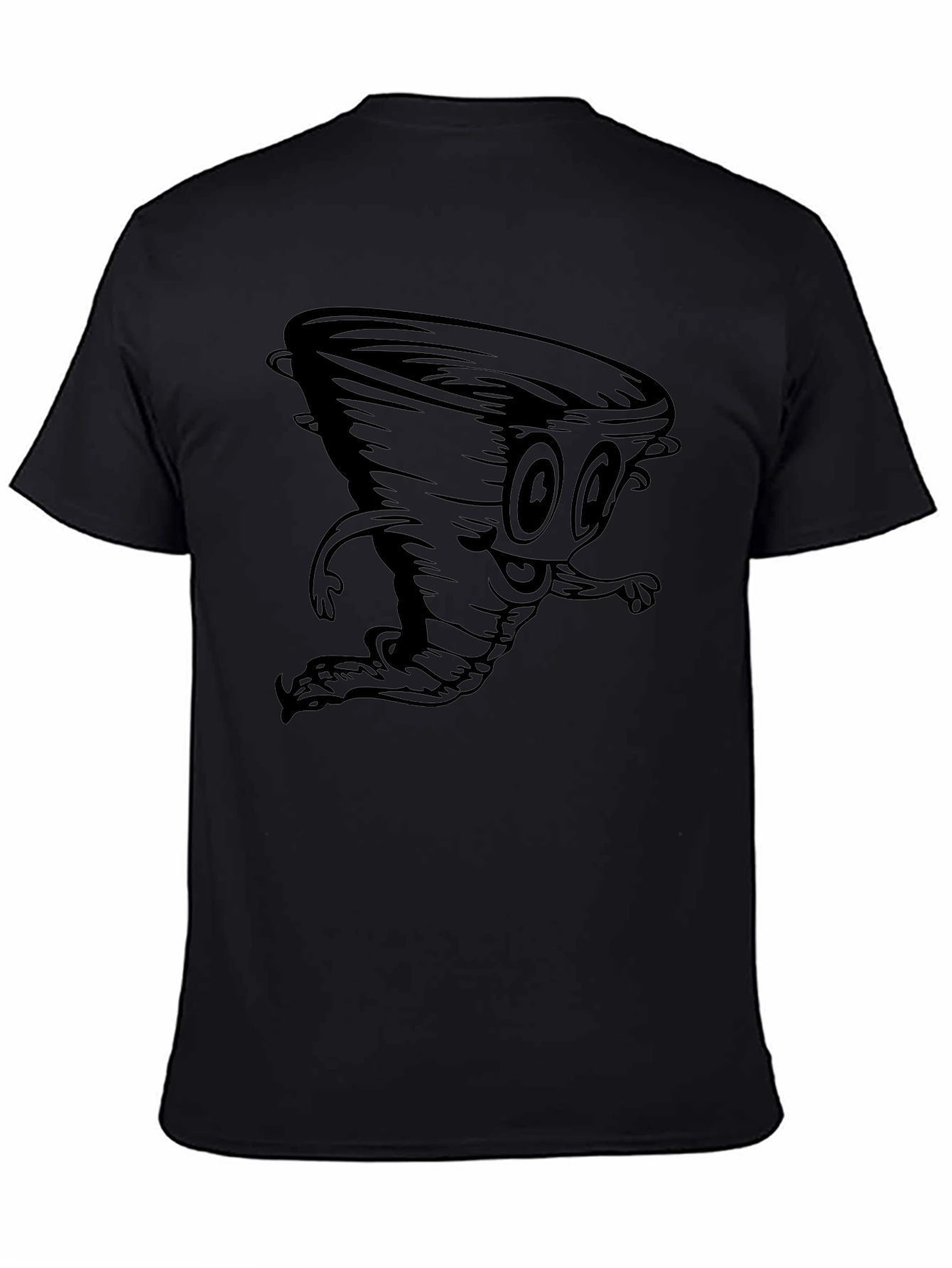 Cartoon Tornado Black T-Shirt