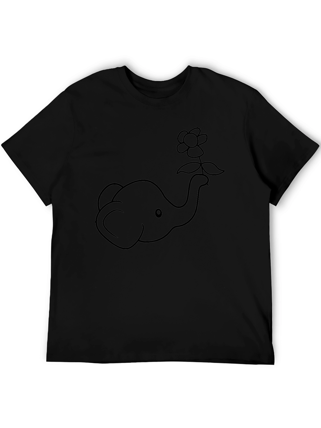 Elephant and Flower Graphic T-Shirt