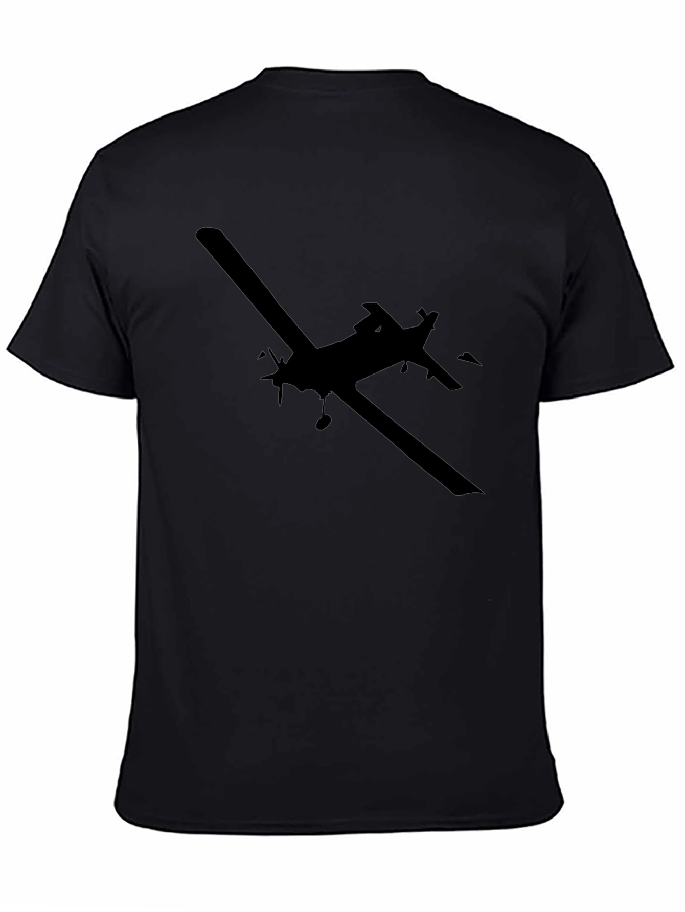 Airplane Silhouette T-Shirt - Black Cotton Tee