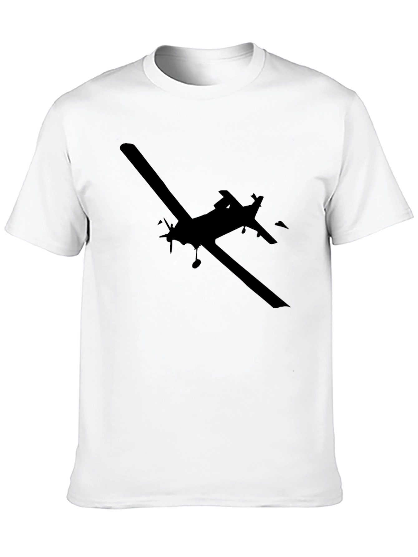 Airplane Silhouette T-Shirt - Black Cotton Tee