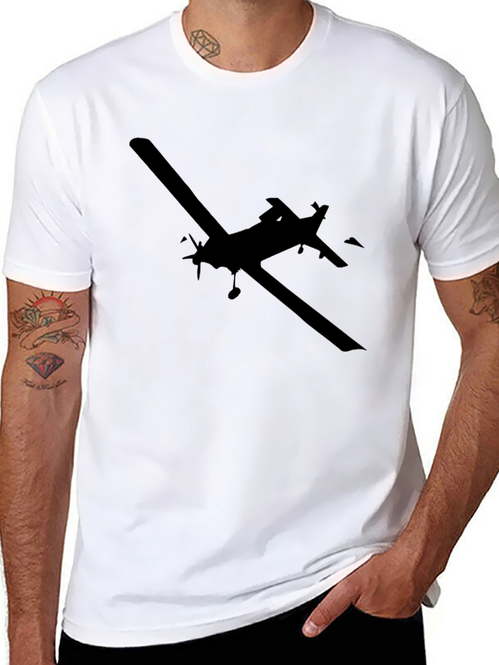 Airplane Silhouette T-Shirt - Black Cotton Tee