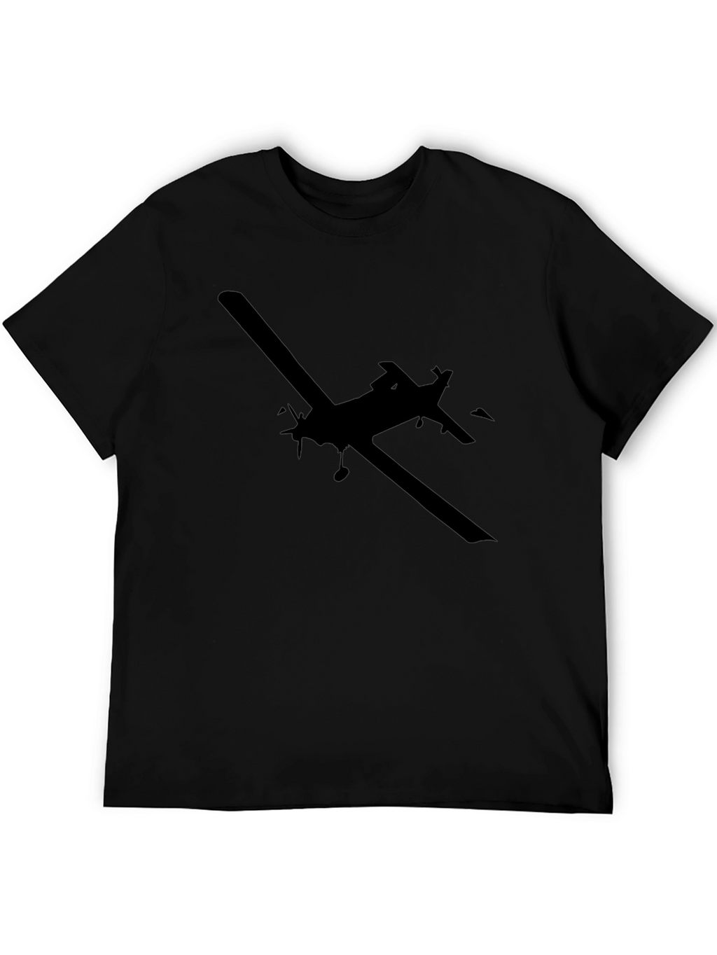 Airplane Silhouette T-Shirt - Black Cotton Tee