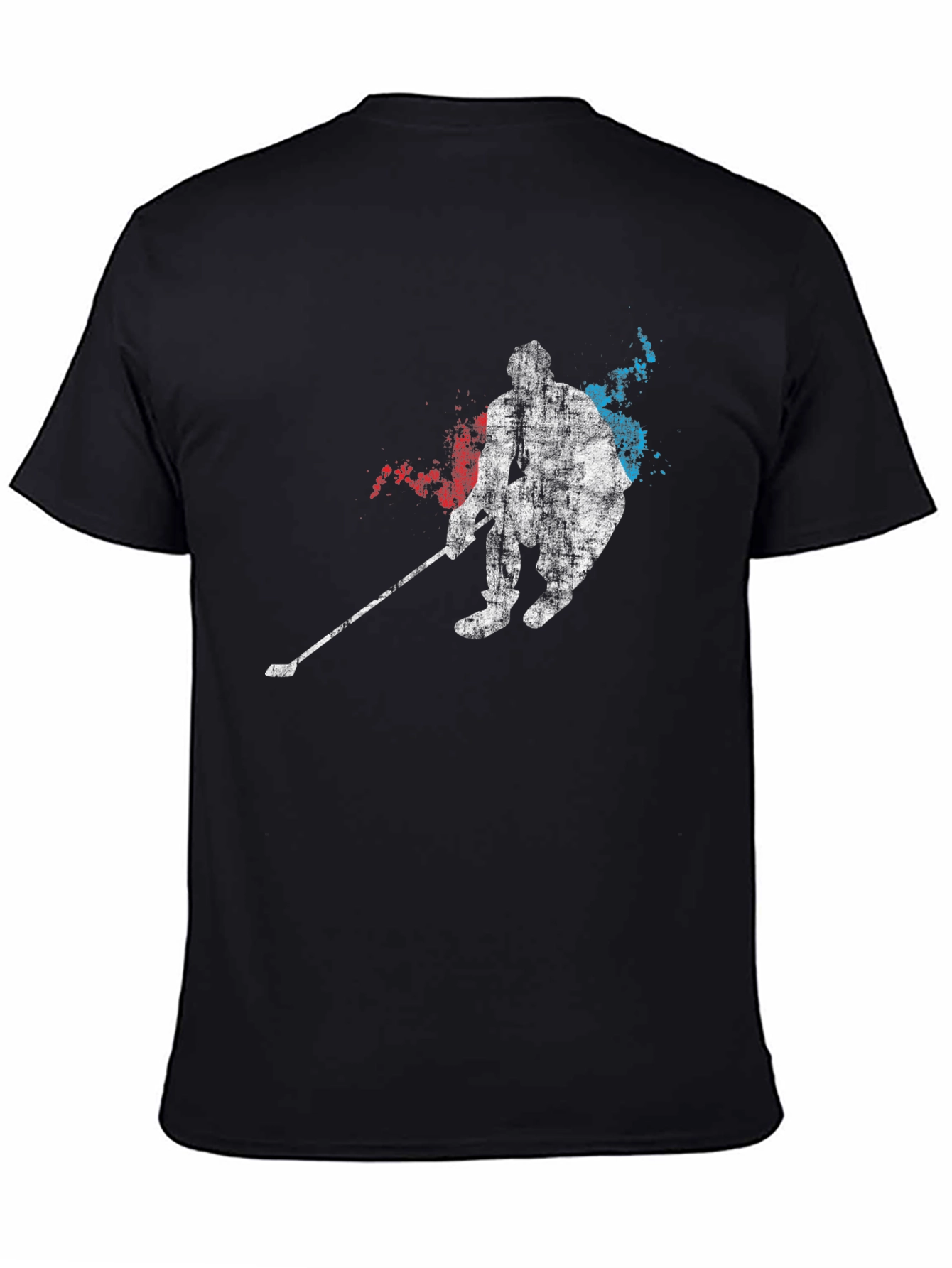 Hockey Player Graphic Tee - Black Cotton Blend