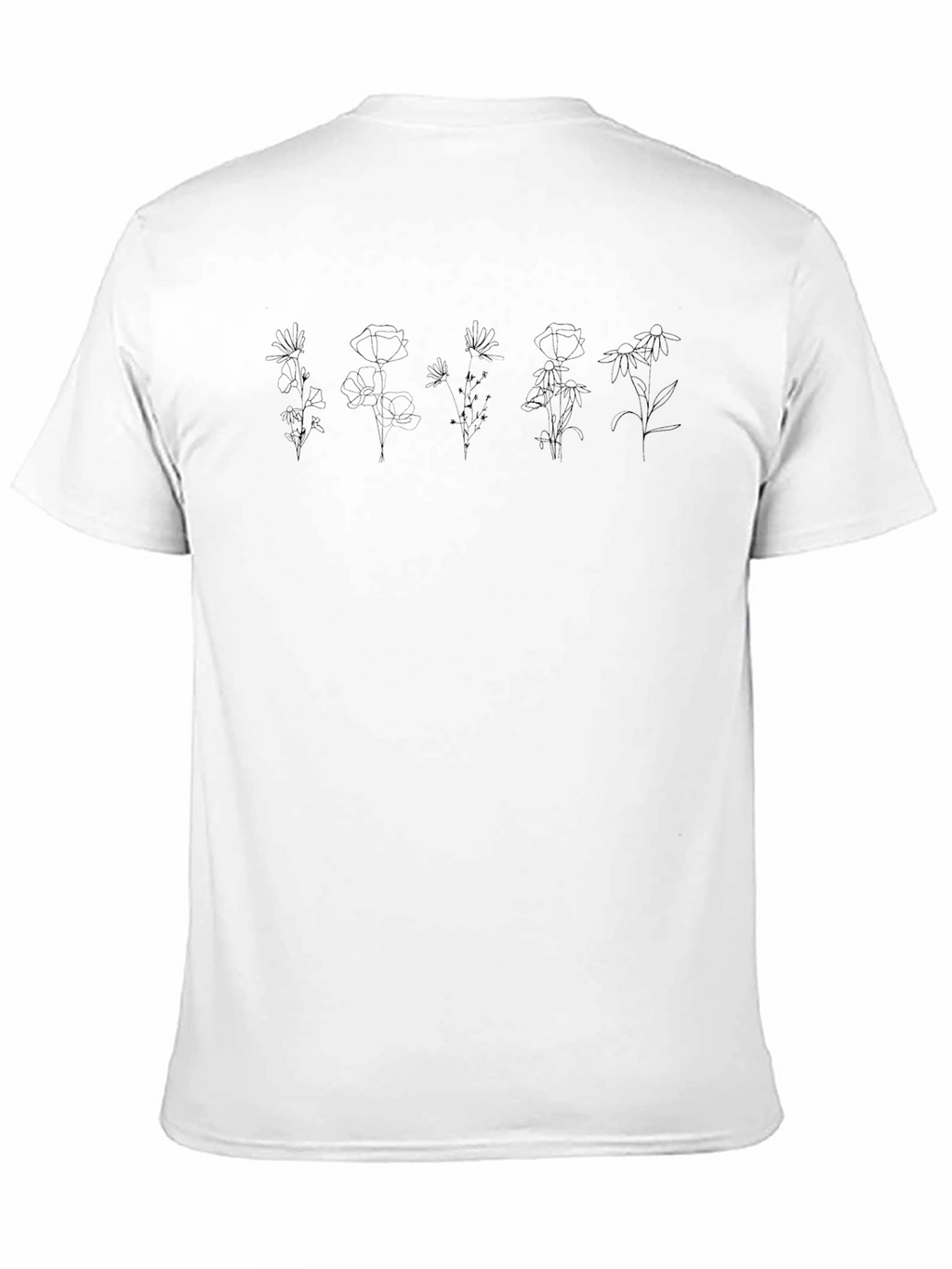 Black Floral Line Art Graphic Tee