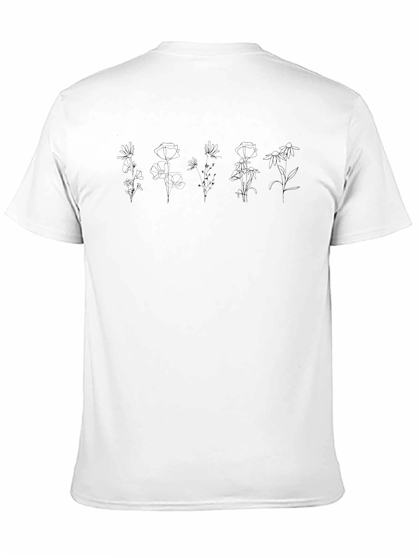 Black Floral Line Art Graphic Tee