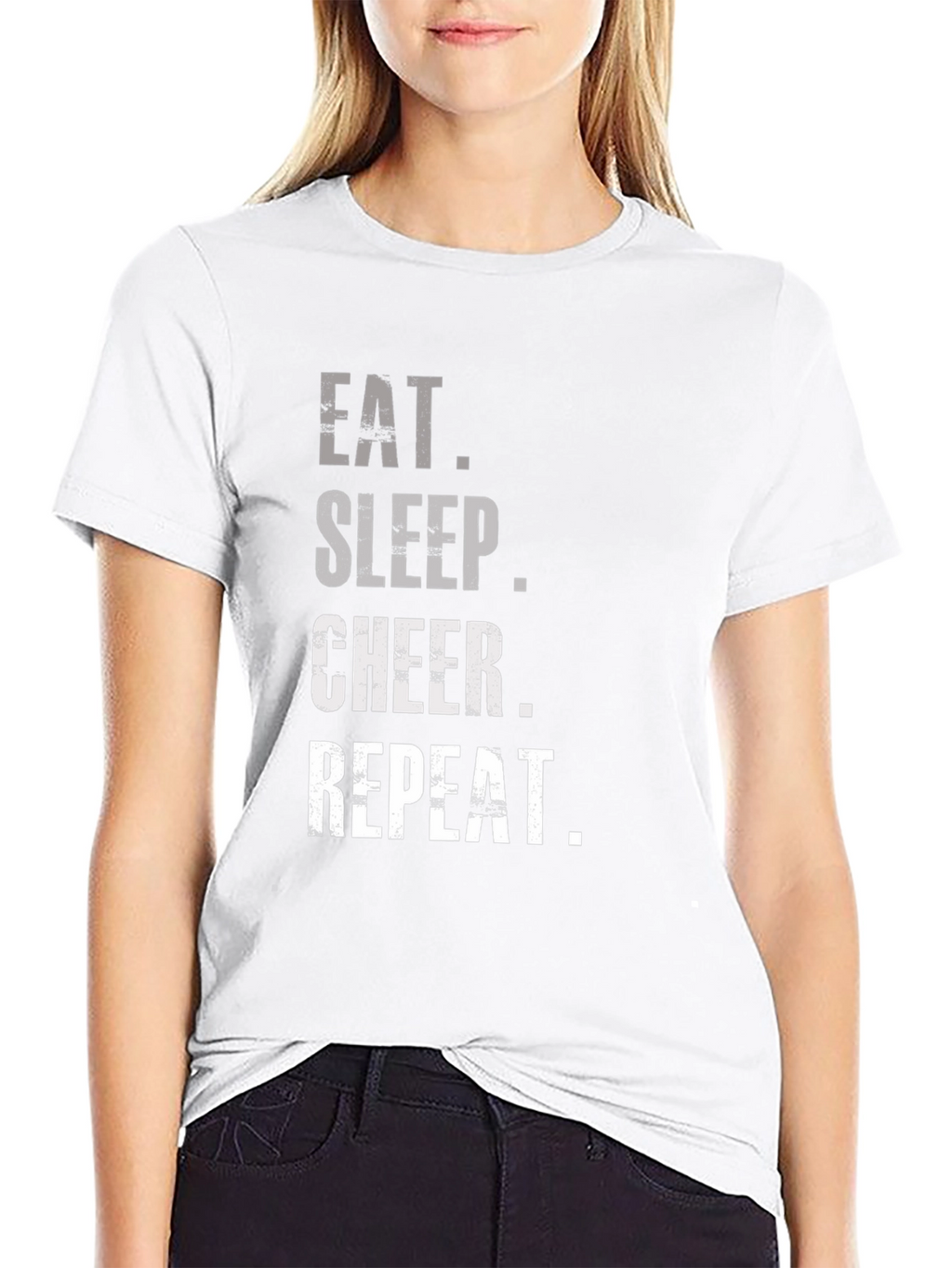 Eat Sleep Cheer Repeat Black T-Shirt