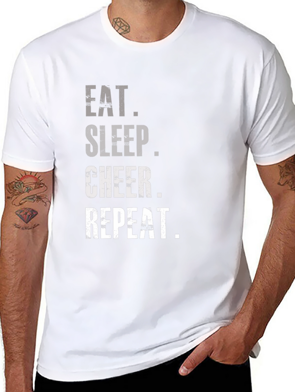 Eat Sleep Cheer Repeat Black T-Shirt