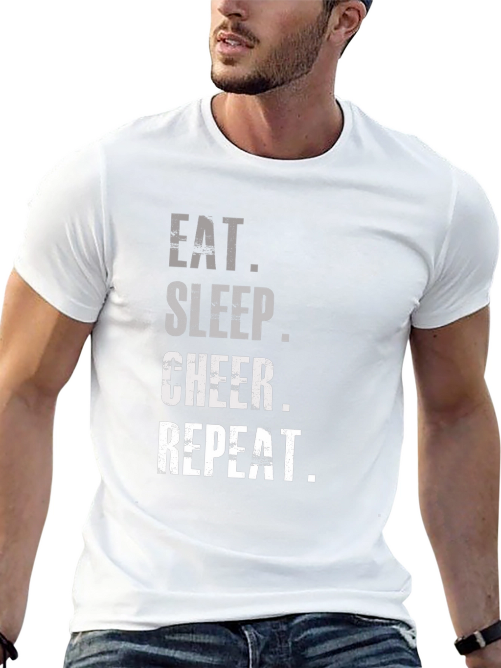 Eat Sleep Cheer Repeat Black T-Shirt