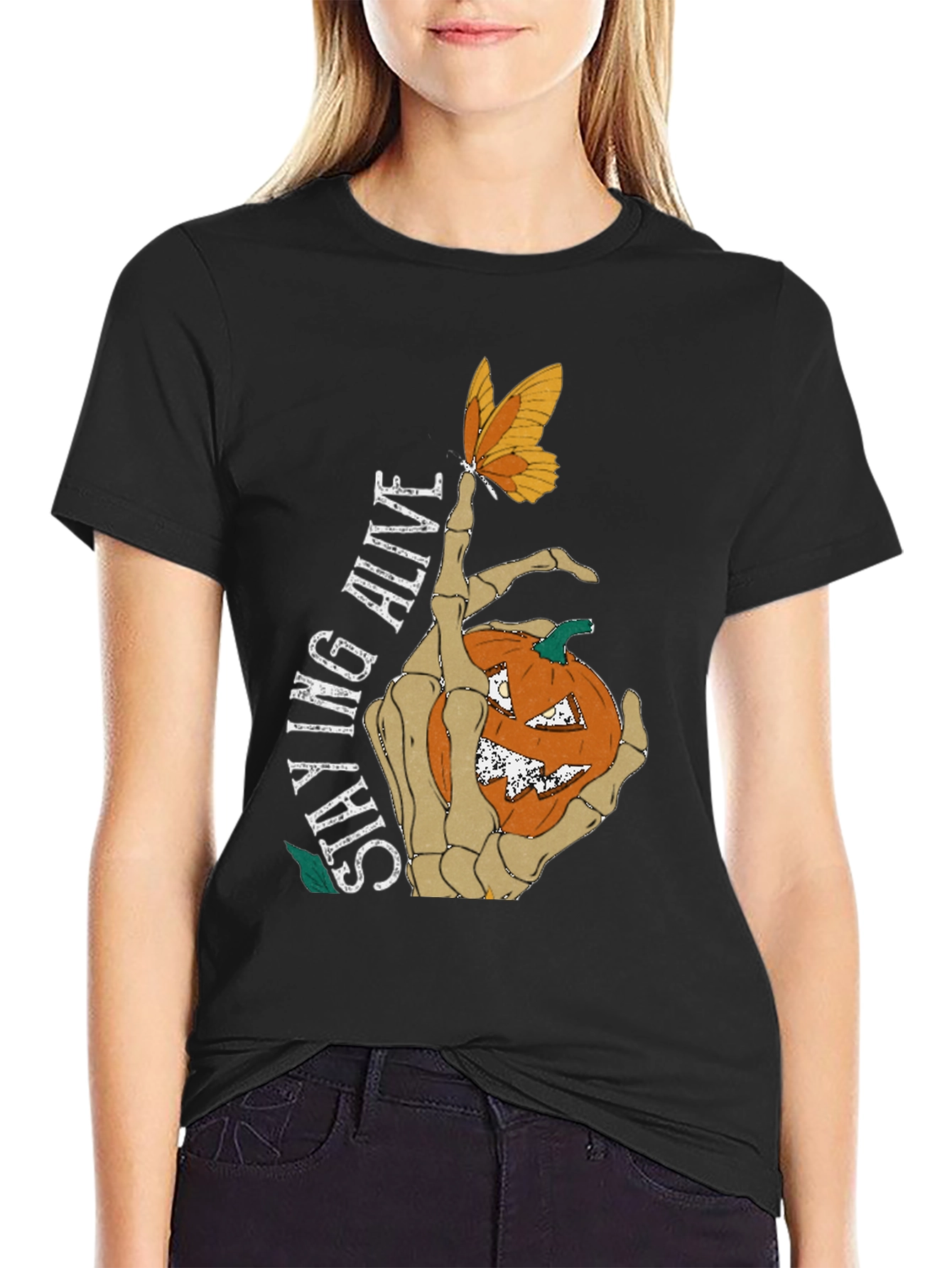 Halloween Skeleton Hand Pumpkin T-Shirt