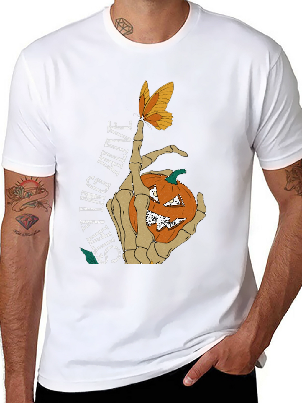 Halloween Skeleton Hand Pumpkin T-Shirt