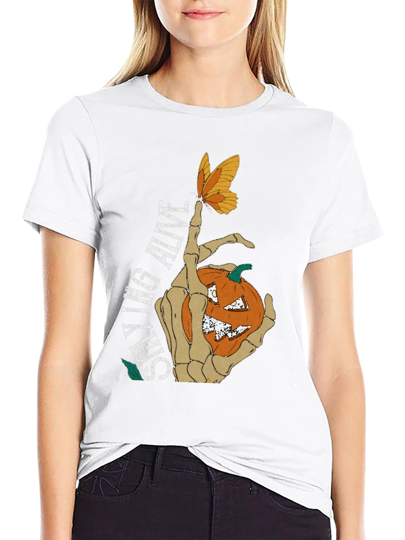 Halloween Skeleton Hand Pumpkin T-Shirt