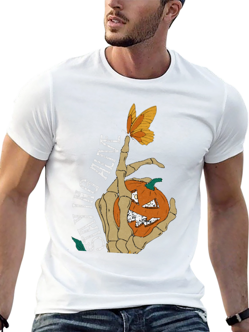 Halloween Skeleton Hand Pumpkin T-Shirt