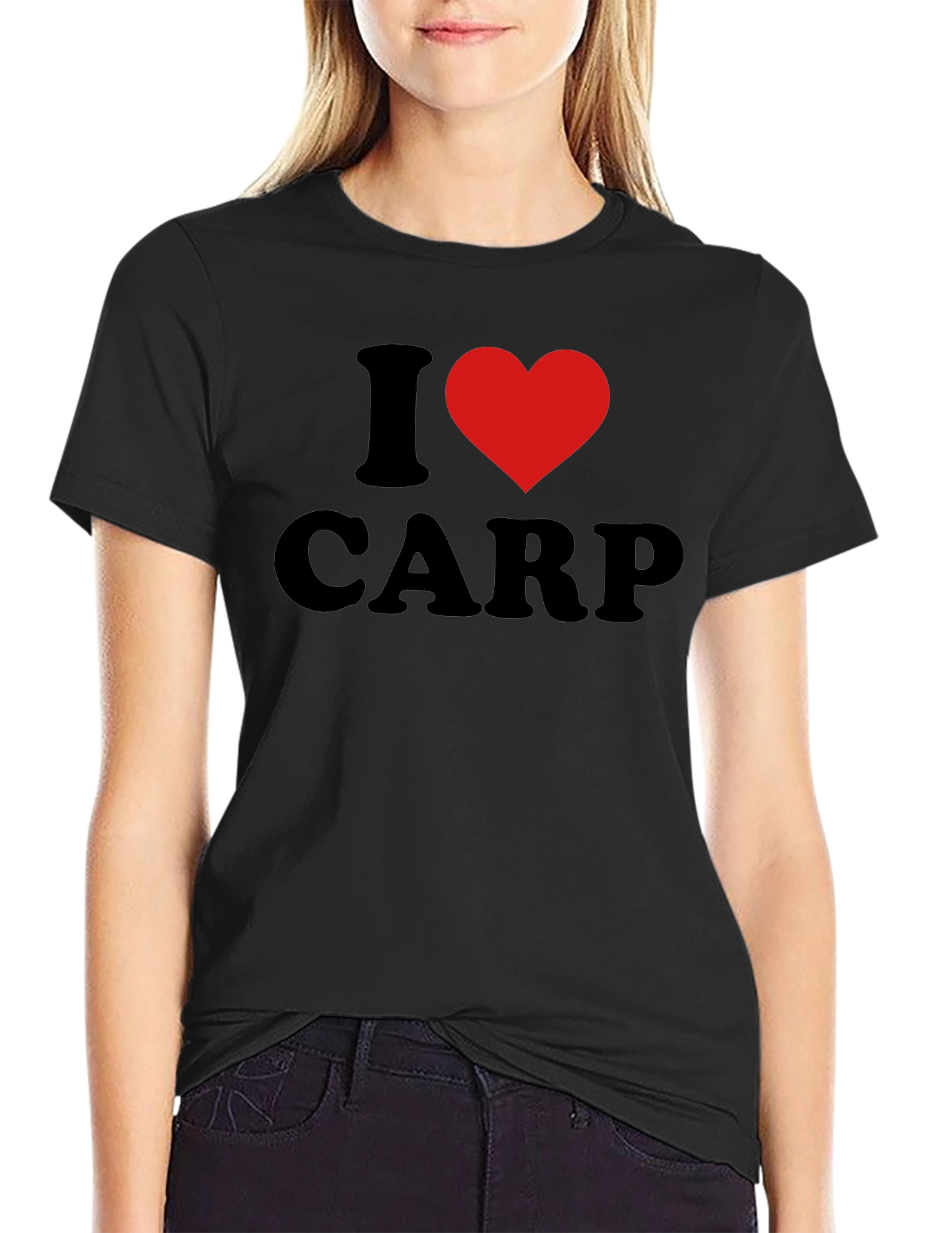 I Heart Carp Graphic T-Shirt - Black Cotton Tee