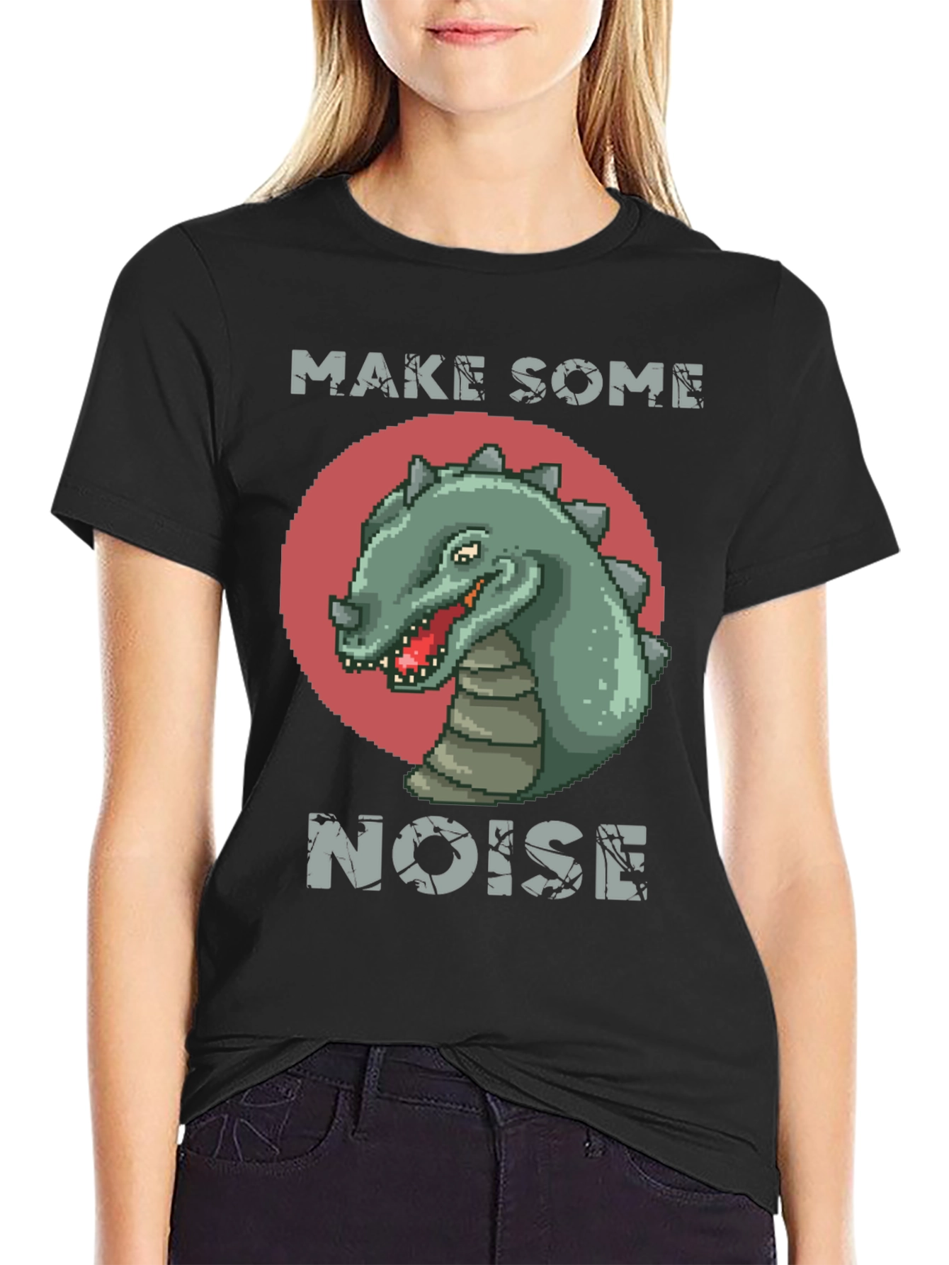 Dinosaur Pixel Art T-Shirt - Make Some Noise