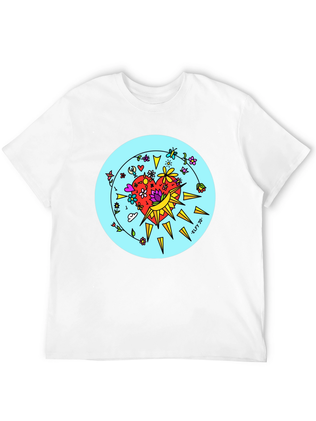 Floral Heart Graphic Black Tee