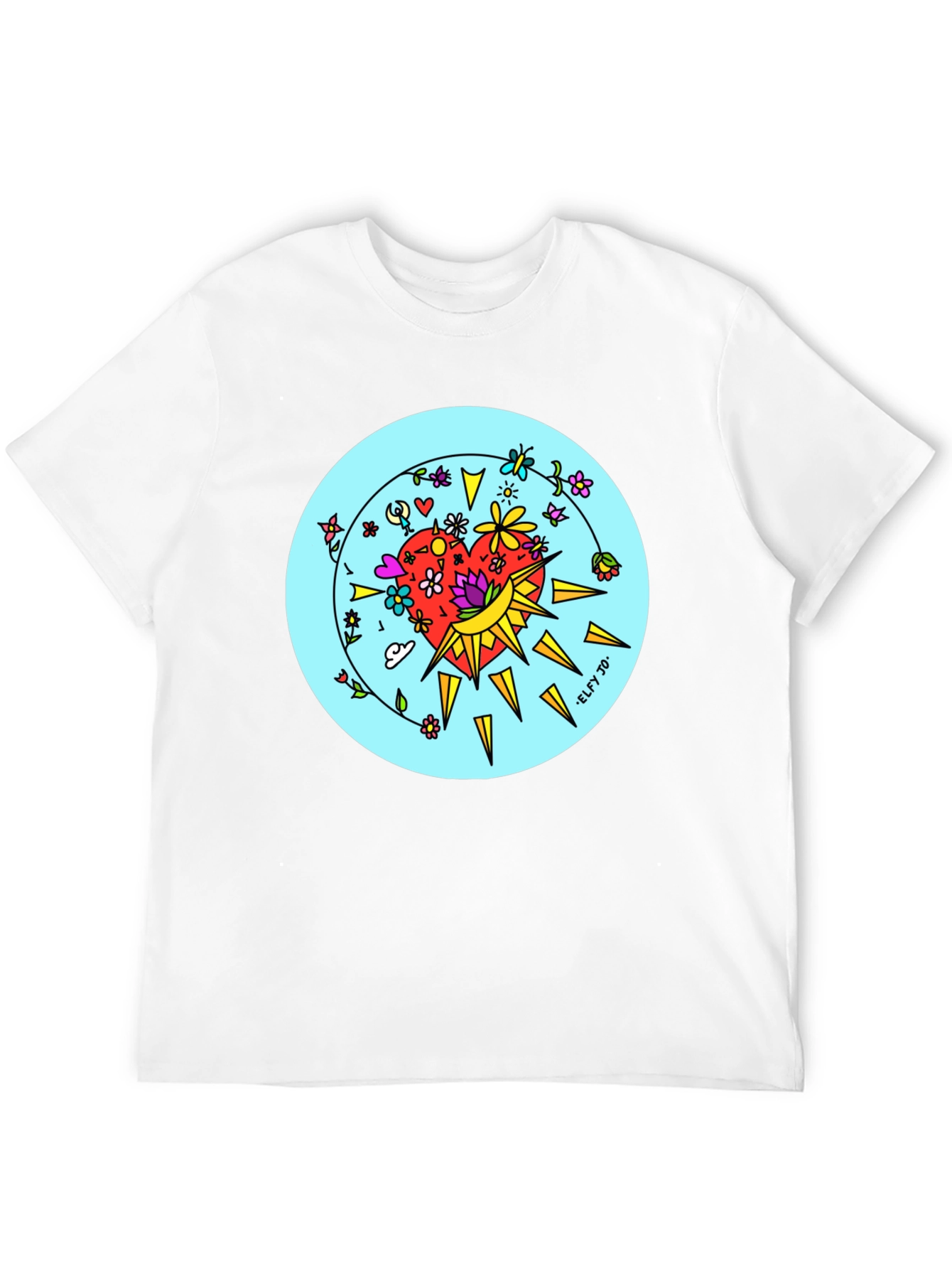 Floral Heart Graphic Black Tee