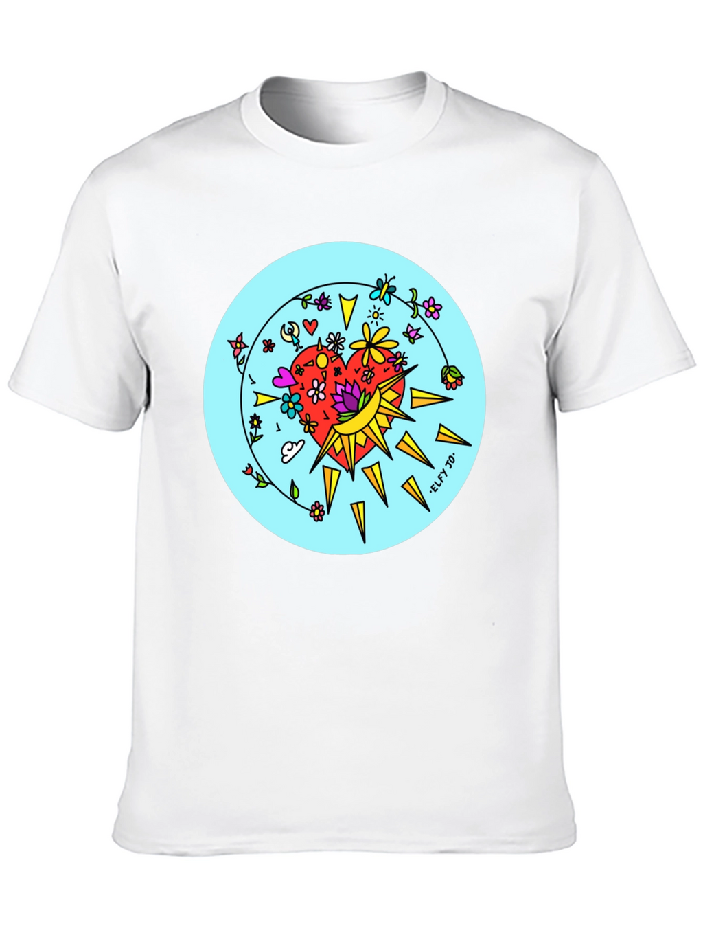 Floral Heart Graphic Black Tee