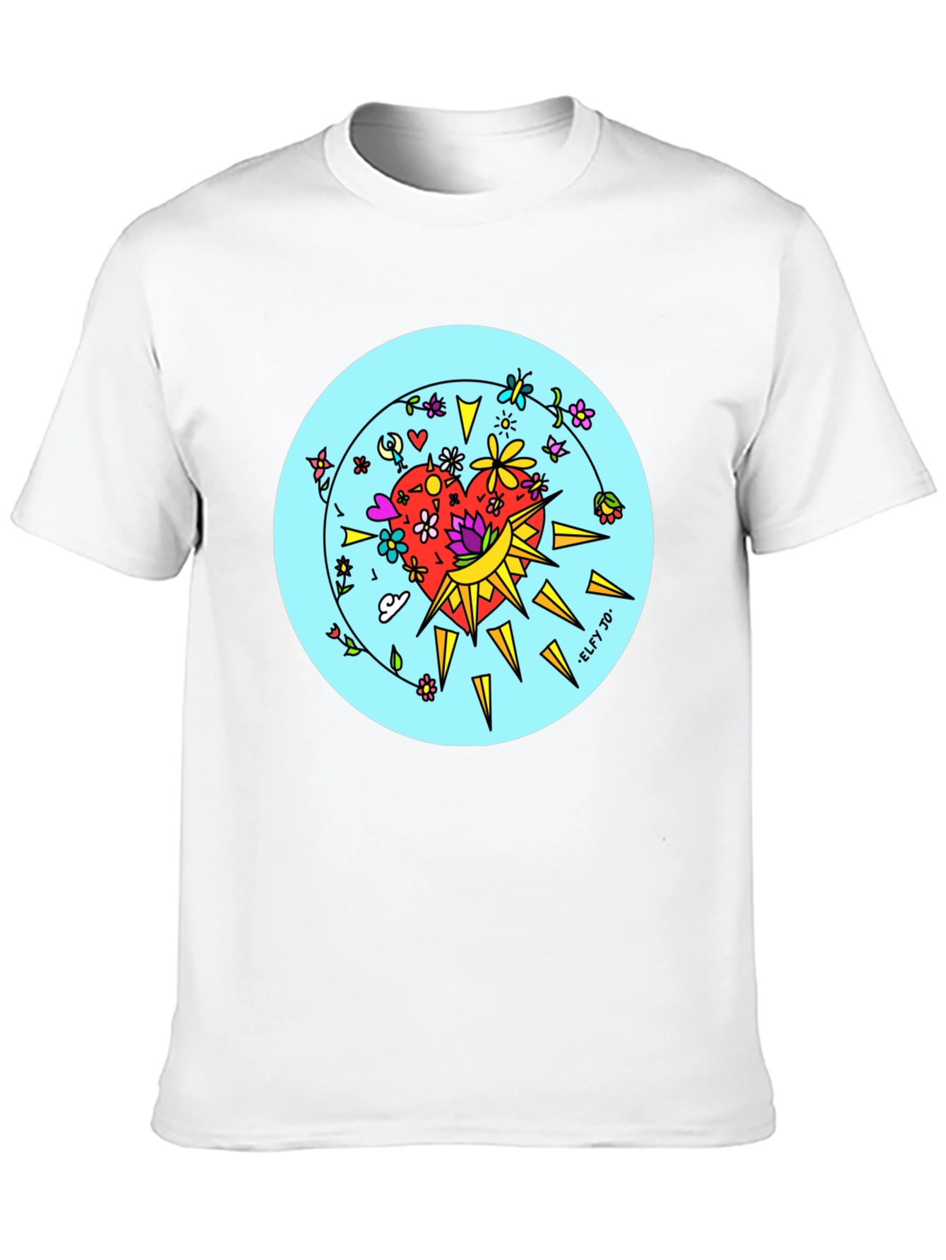 Floral Heart Graphic Black Tee