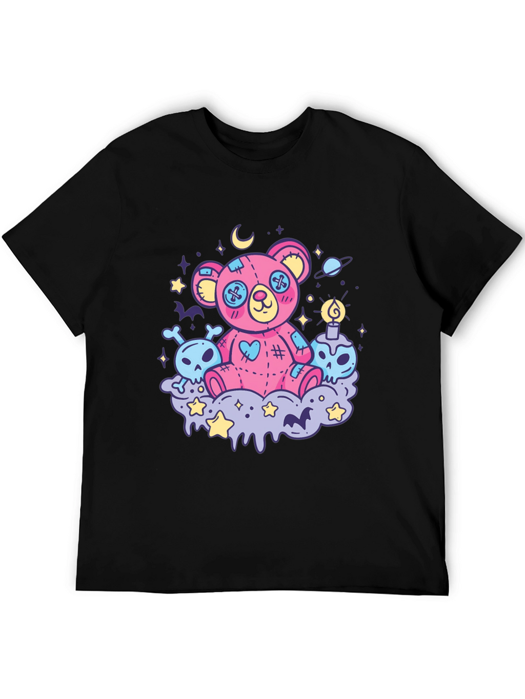 Gothic Teddy Bear Print T-Shirt