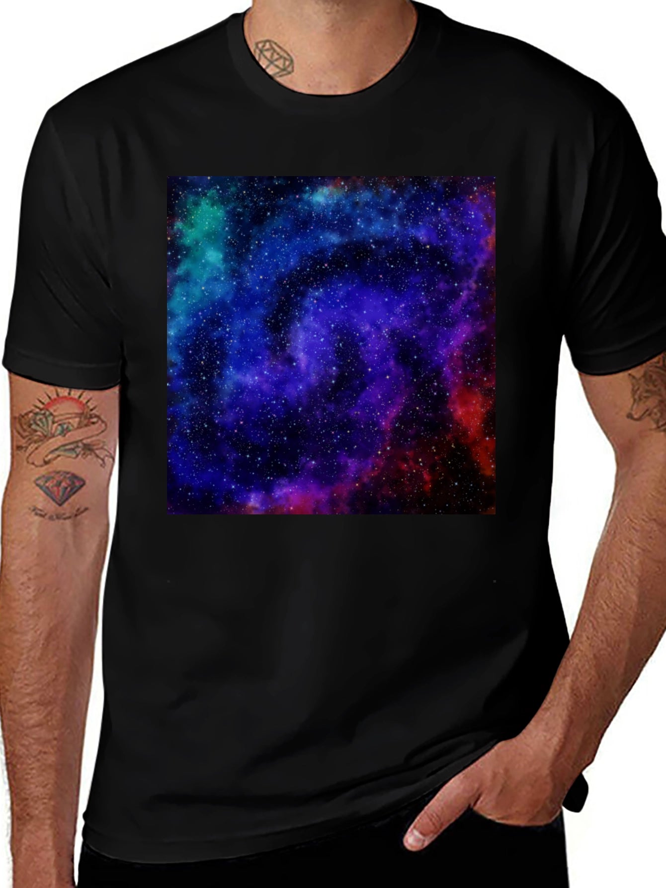 Galaxy Print Black T-Shirt