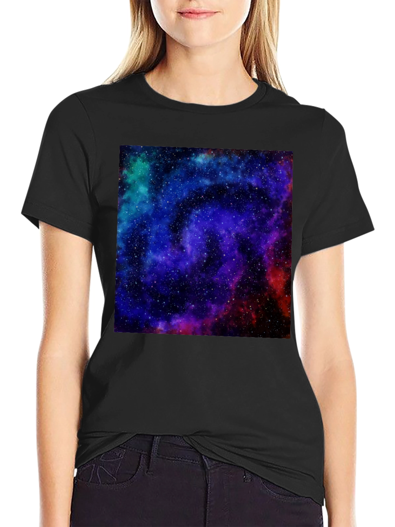 Galaxy Print Black T-Shirt